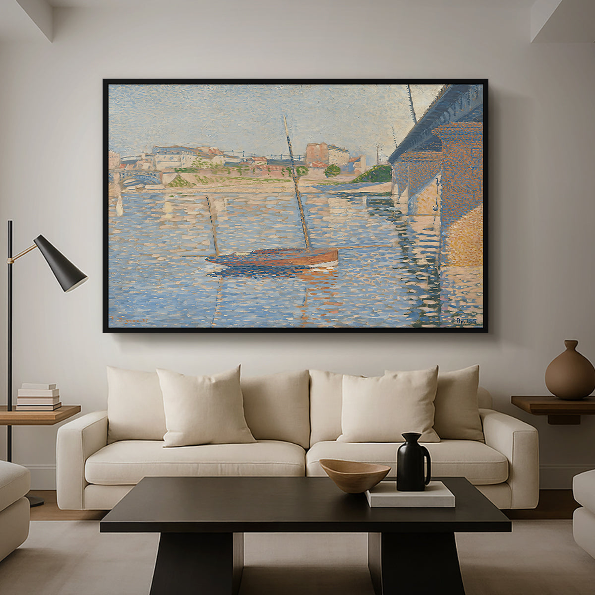 Le Clipper, Asnières, 1887 - Floater Framed Canvas Print