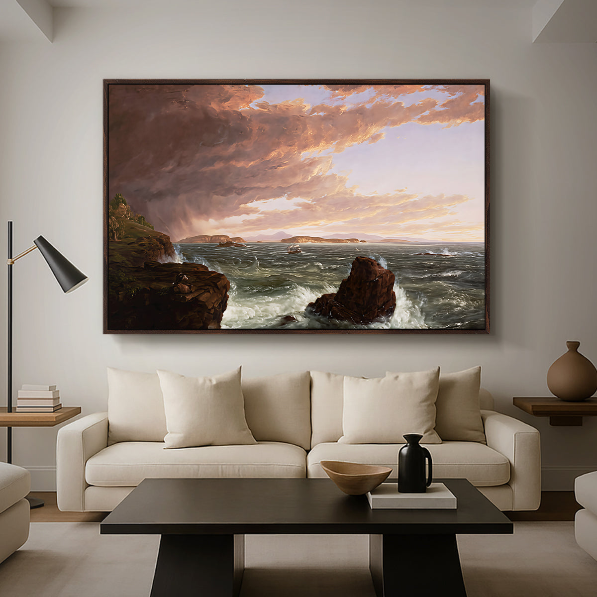 Views Across Frenchman's Bay from Mt. Desert Island, After a Squall, 1845 - Floater Framed Canvas Print