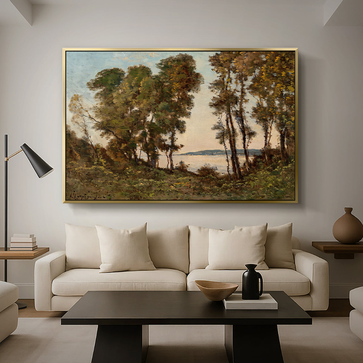 The Banks of the Allier, 1894 - Floater Framed Canvas Print