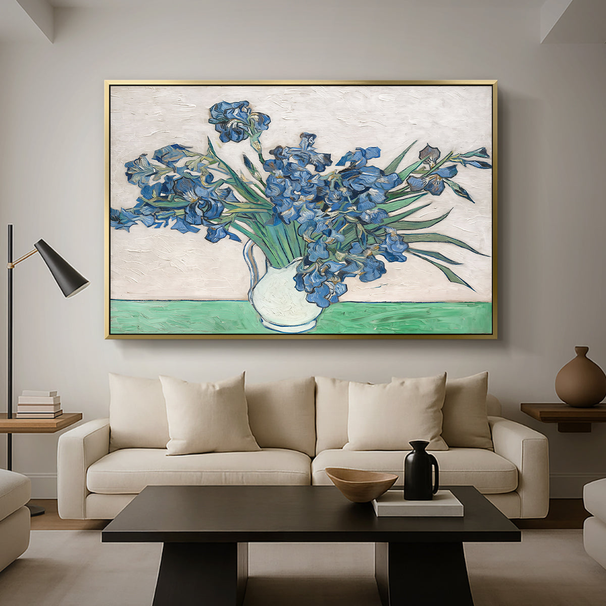 Irises, 1890 - Floater Framed Canvas Print