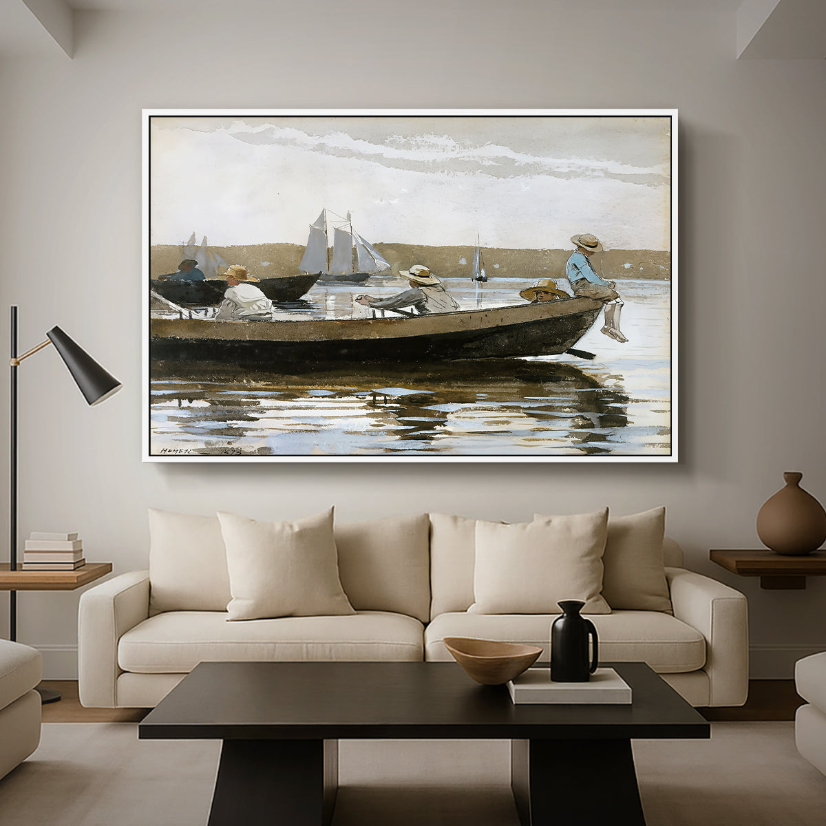 Boys in a Dory, 1873 - Floater Framed Canvas Print