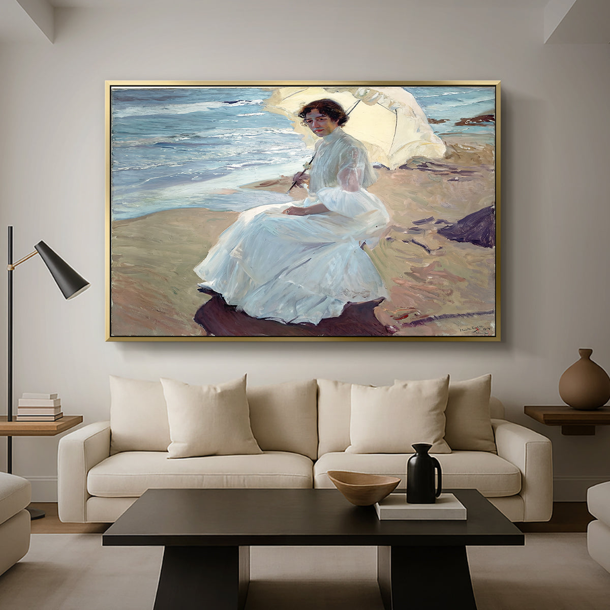 Clotilde on the Beach, 1904 - Floater Framed Canvas Print