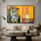 Woman Yelling at a Cat Meme (Picasso Parody) - Floater Framed Canvas Print
