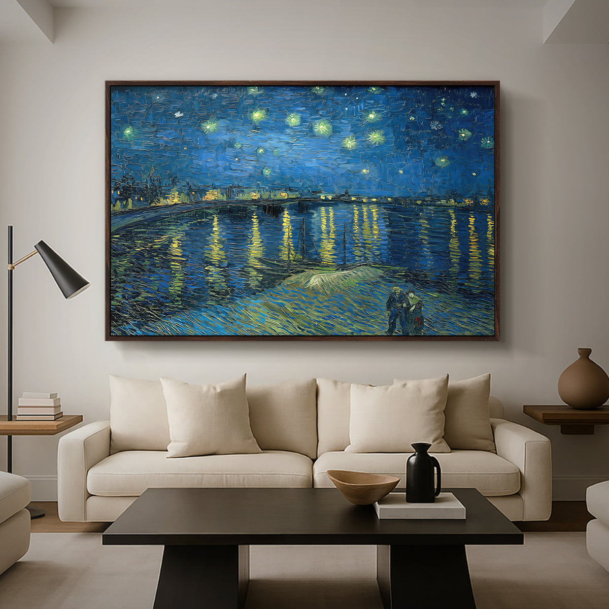 Starry Night Over the Rhône, 1888 - Floater Framed Canvas Print