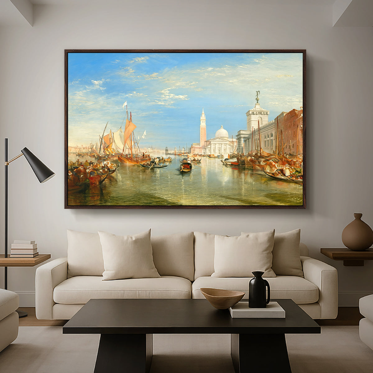 Venice: The Dogana and San Giorgio Maggiore, 1834 - Floater Framed Canvas Print