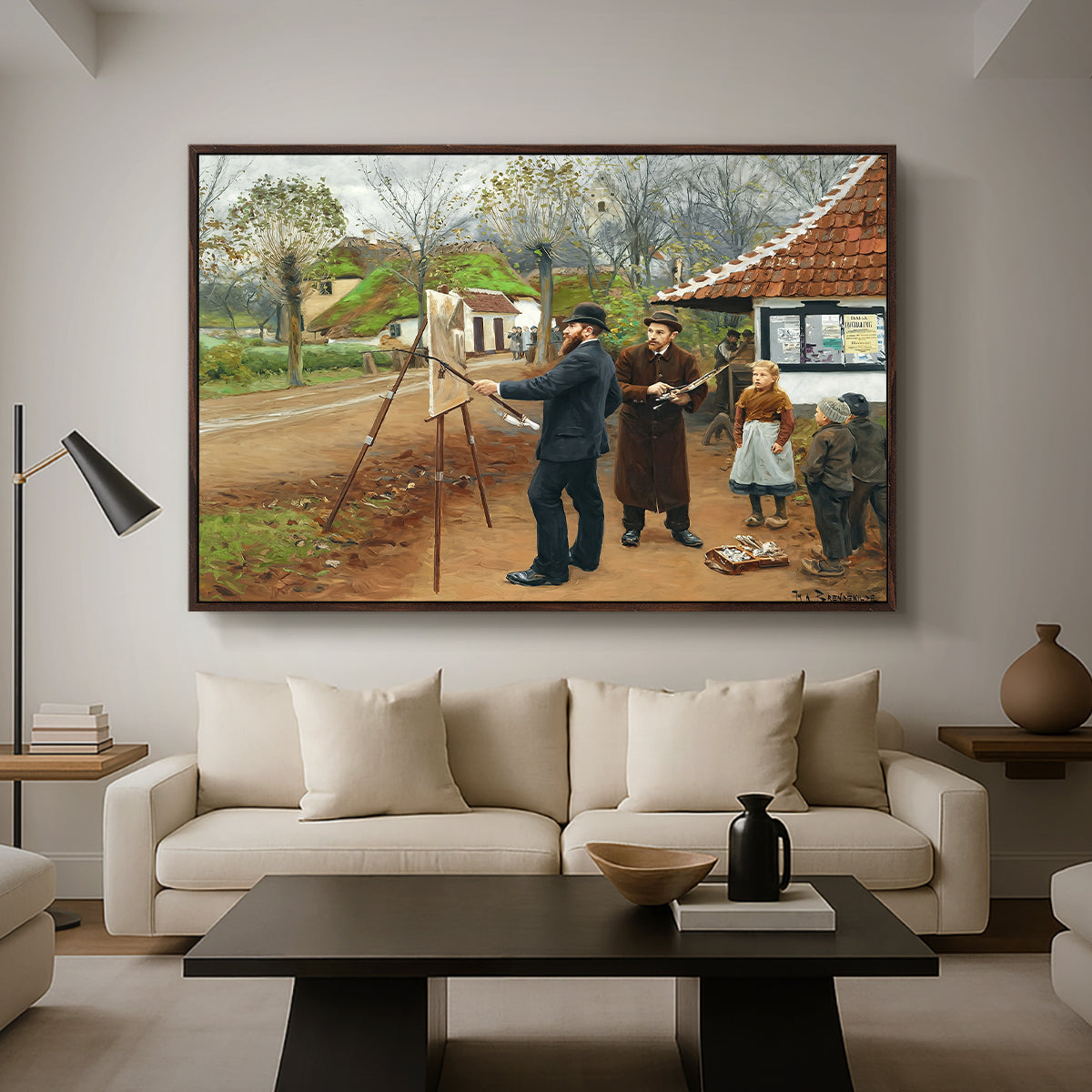 L. A. Ring Painting near Aasum Smithy, 1893 - Floater Framed Canvas Print