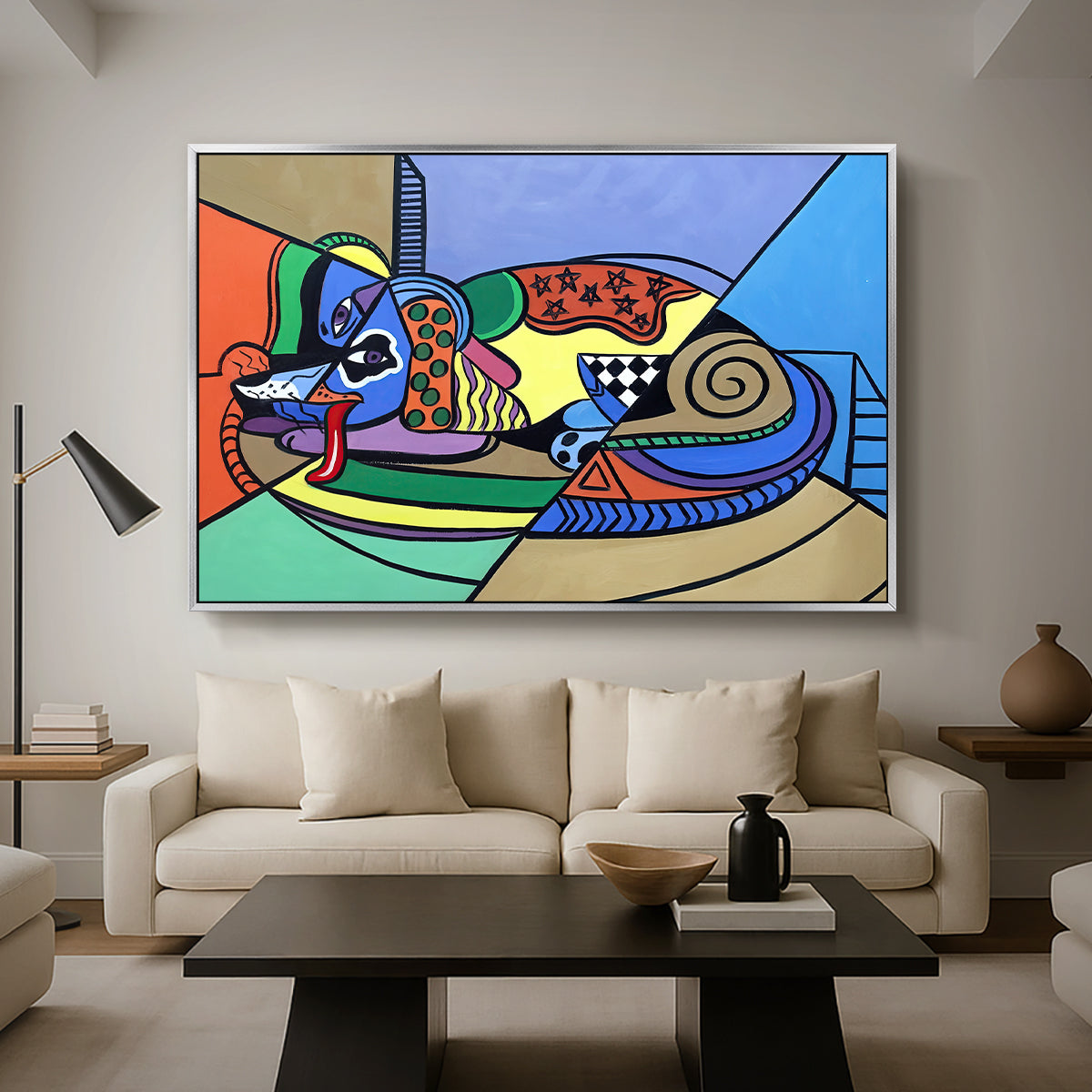 A Dog Named Picasso - Floater Framed Canvas Print