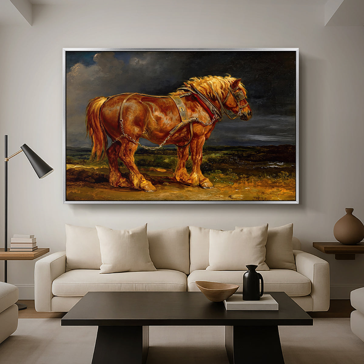 The Shire Horse Elephant in an Extensive Landscape, c. 1850s - Floater Framed Canvas Print
