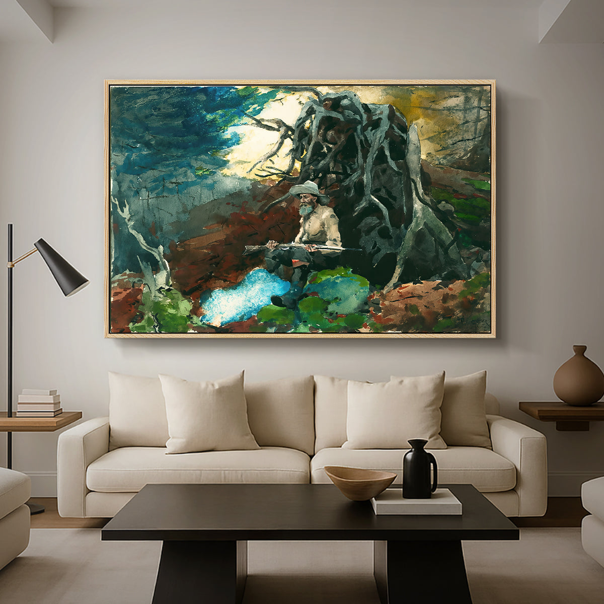 Campfire, Adirondacks, 1892 - Floater Framed Canvas Print