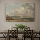 Canvas art print featuring a wooden jetty extending into sea with open horizon, showcased as a statement wall artwork
