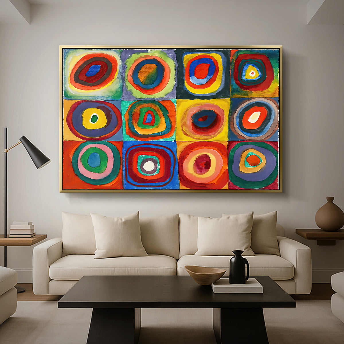 Color Study: Squares with Concentric Circles, 1913 - Floater Framed Canvas Print