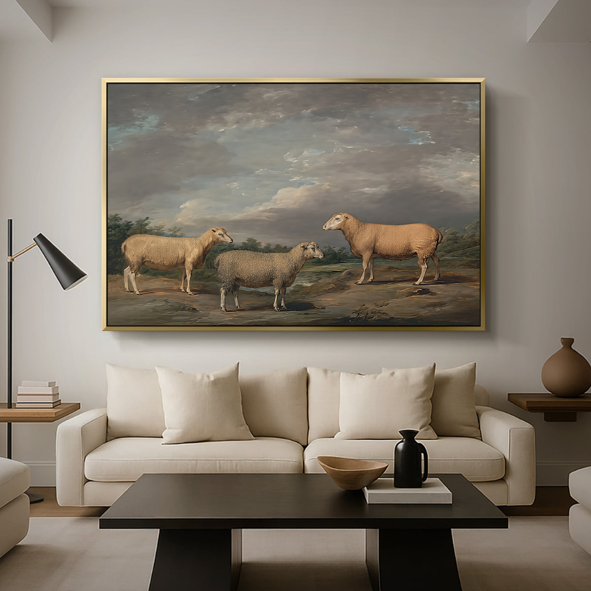 Ryelands Sheep, the King's Ram, the King's Ewe and Lord Somerville's Wether, c. 1801-1807 - Floater Framed Canvas Print
