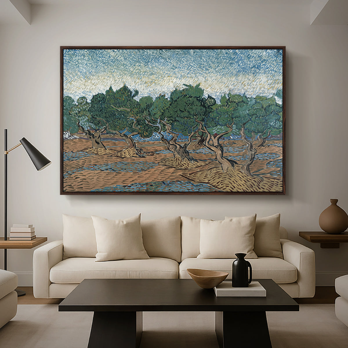 Olive Trees, 1889 - Floater Framed Canvas Print