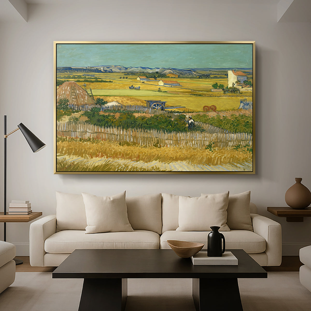 The Harvest, 1888 - Floater Framed Canvas Print