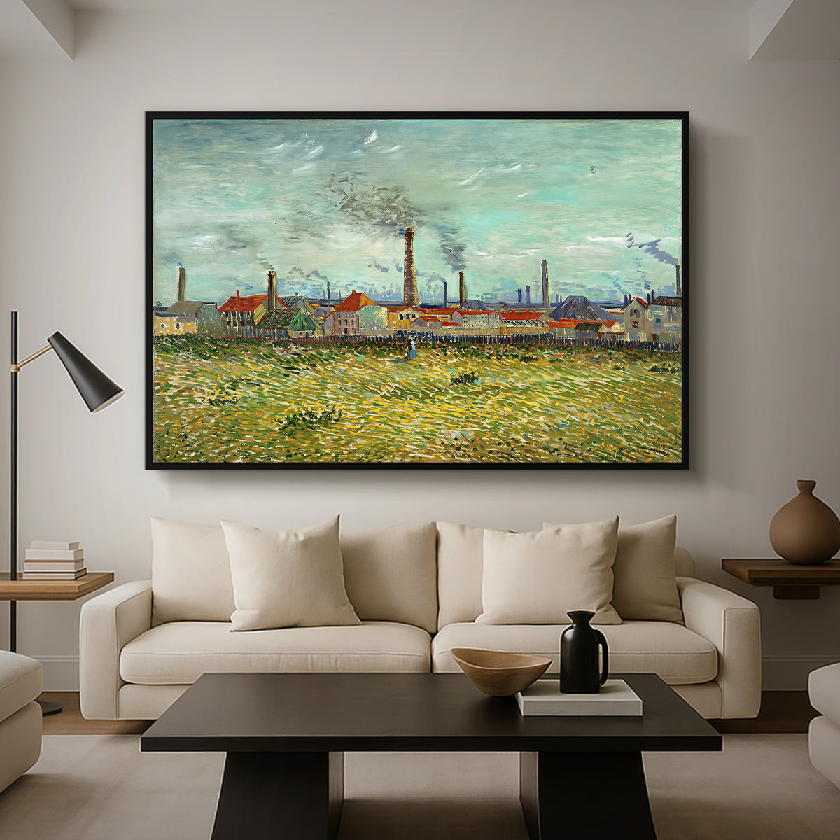 Factories at Clichy, 1887 - Floater Framed Canvas Print