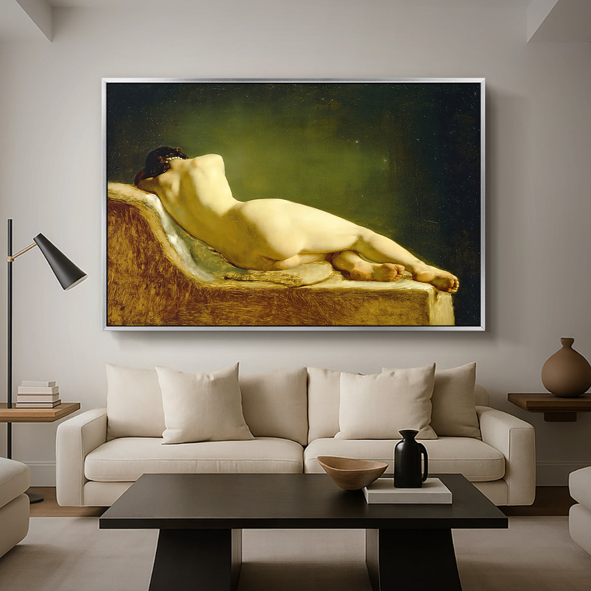 Reclining Nude (Liggende model), 1833 - Floater Framed Canvas Print