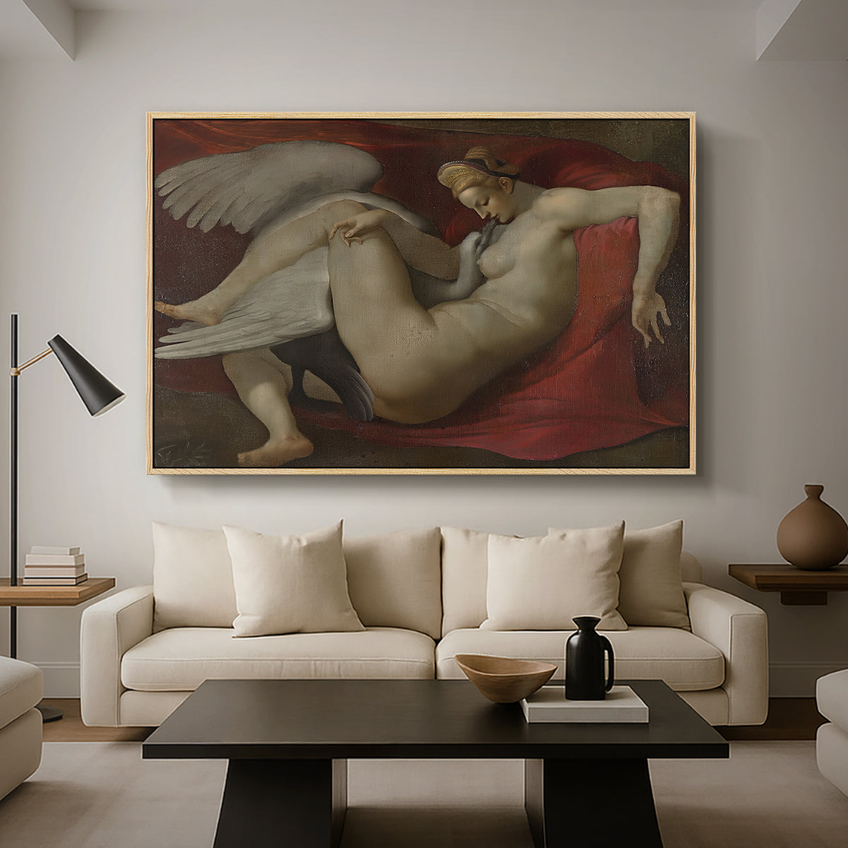 Leda and the Swan (16th-Century Version), c. 1530 - Floater Framed Canvas Print
