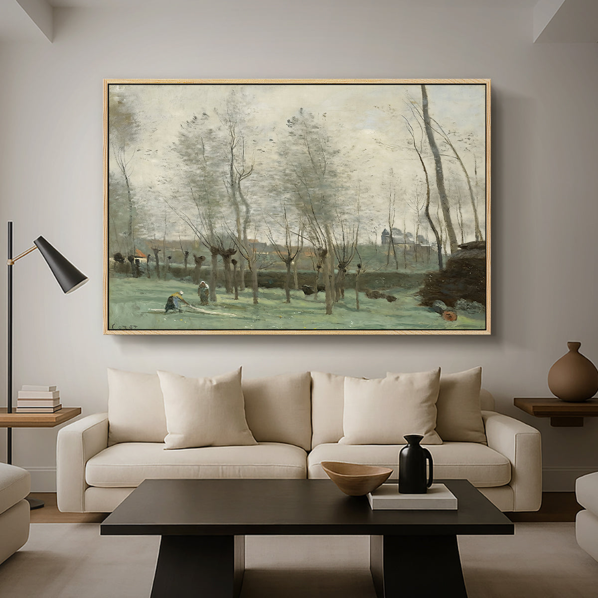 Washerwomen in a Willow Grove, c. 1871 - Floater Framed Canvas Print