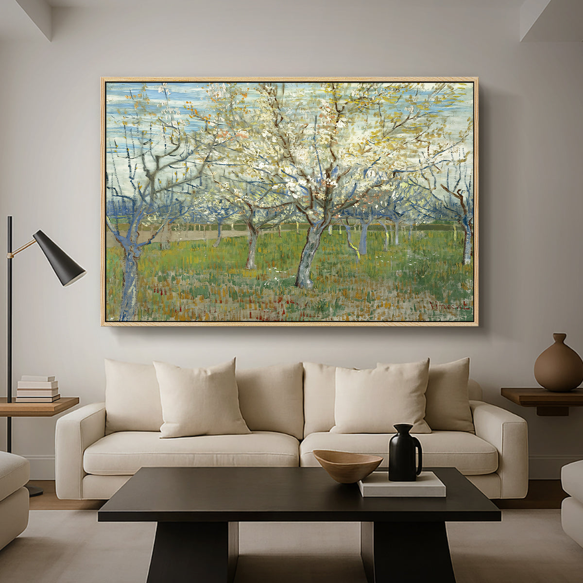 The Pink Orchard, 1888 - Floater Framed Canvas Print