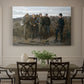 Canvas art print featuring a group of soldiers standing together in outdoor setting with guarded figures, showcased as a statement wall artwork