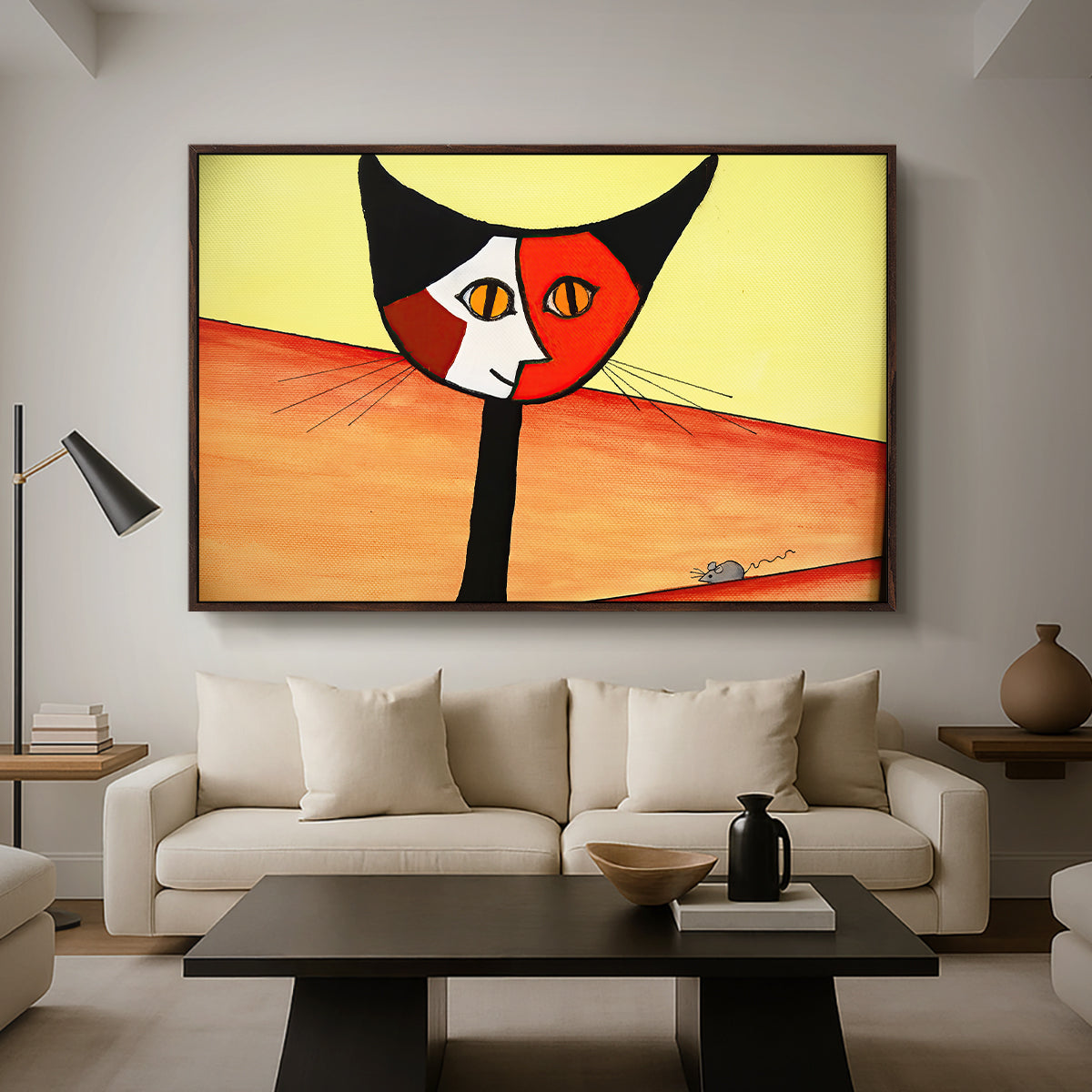 Picasso's Cat–El Gato - Floater Framed Canvas Print