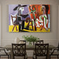 Canvas art print featuring an artist and model in interior using fragmented geometric forms, showcased as a statement wall artwork