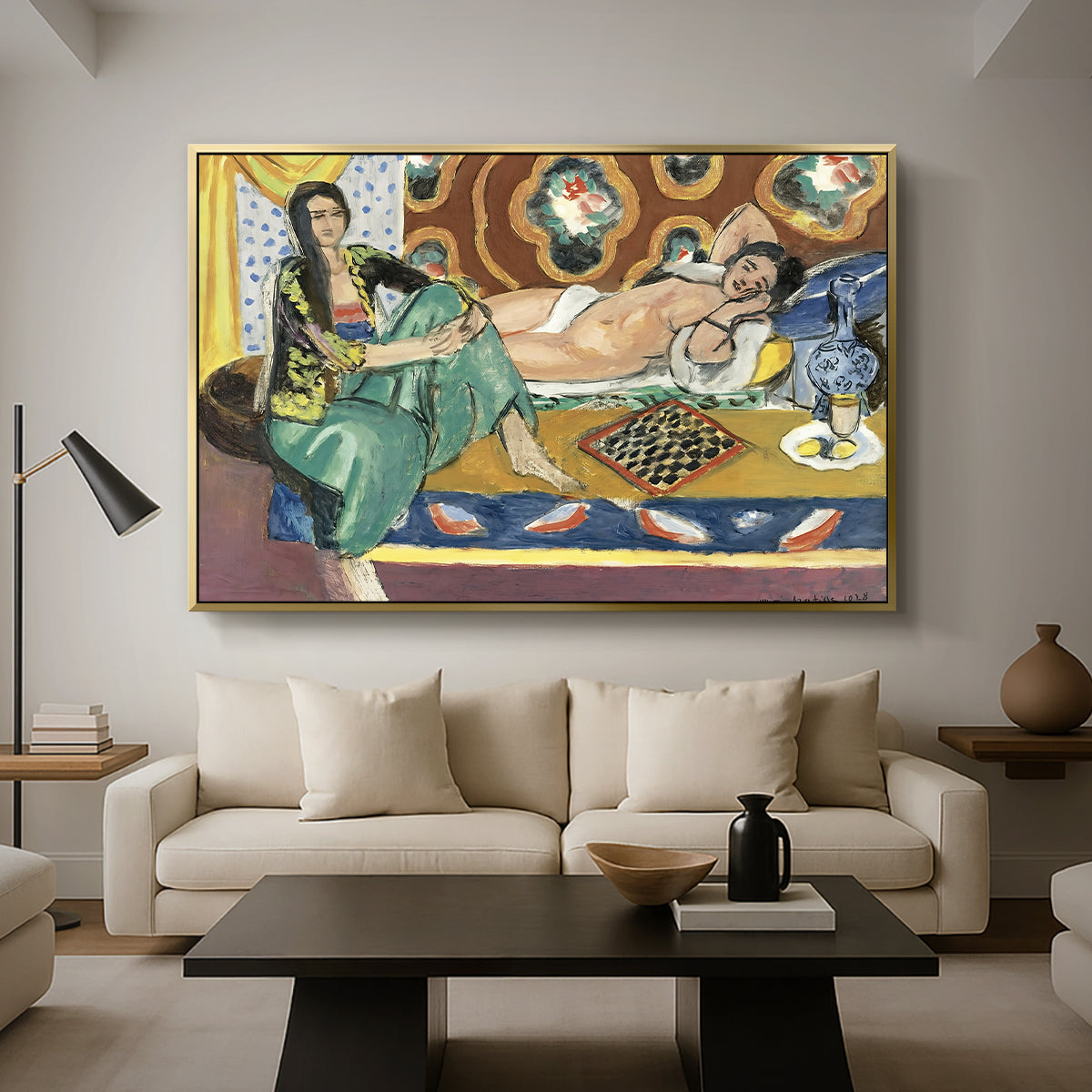 Odalisques Playing Checkers (Odalisques jouant aux dames), 1928 - Floater Framed Canvas Print