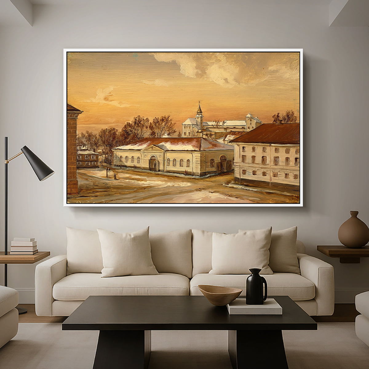 The Riding School at Akershus Castle, 1846 - Floater Framed Canvas Print