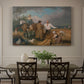 Canvas art print featuring a group of figures harvesting crops in open rural landscape, showcased as a statement wall artwork