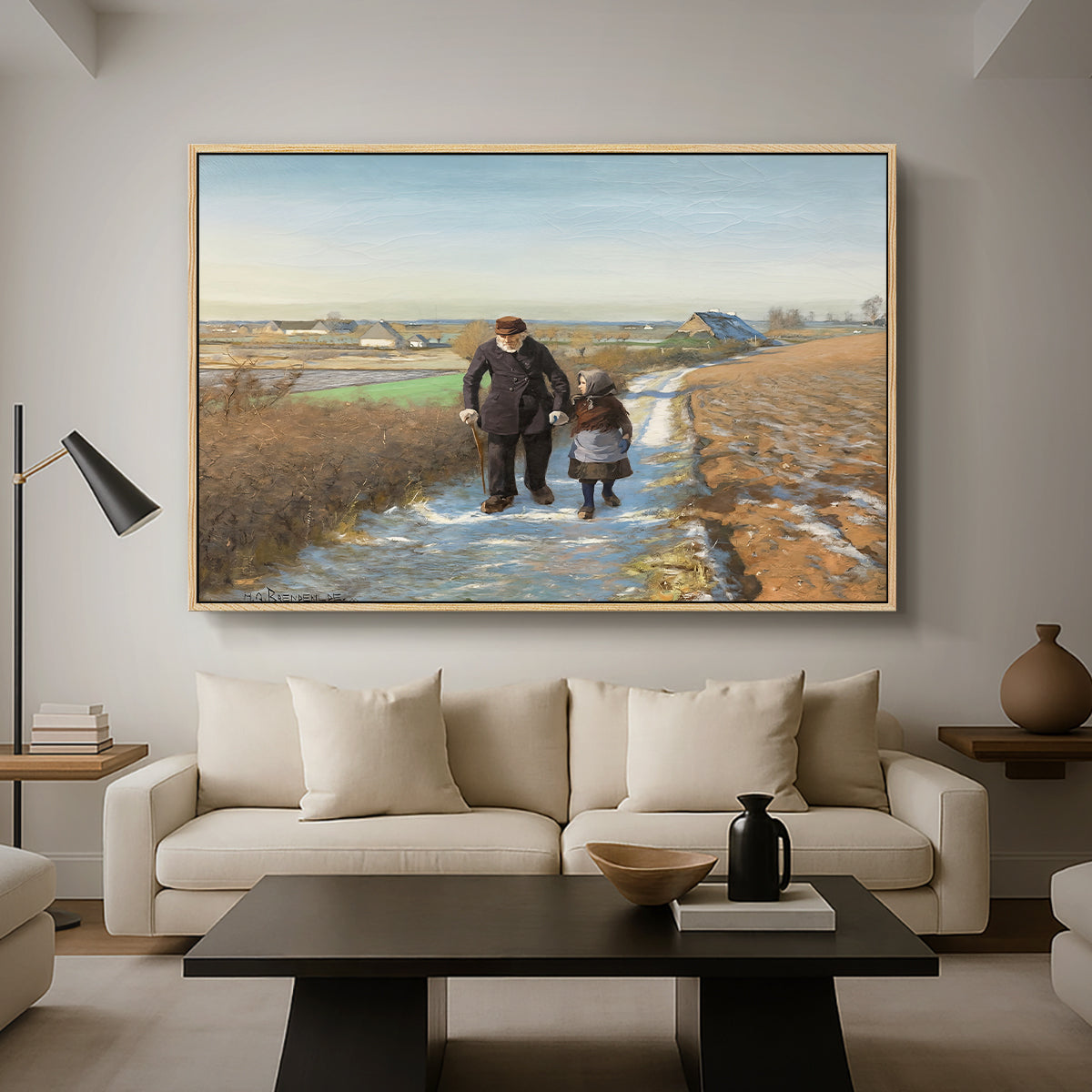 The Old Man and the Child, 1888 - Floater Framed Canvas Print