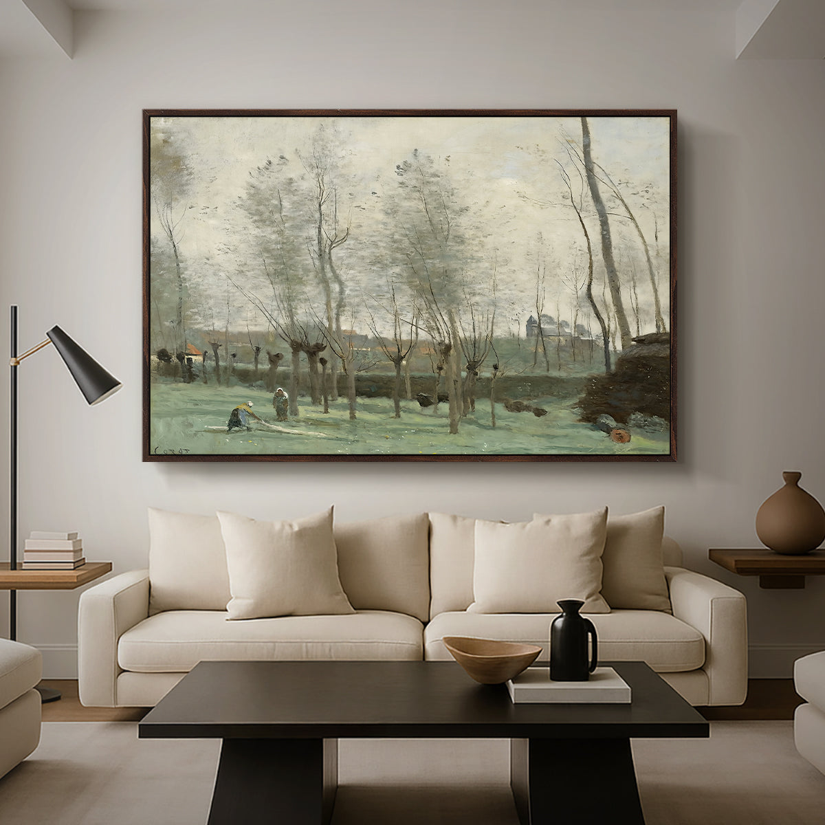Washerwomen in a Willow Grove, c. 1871 - Floater Framed Canvas Print