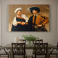 Canvas art print featuring a woman reading man's palm while discreetly removing his ring, showcased as a statement wall artwork