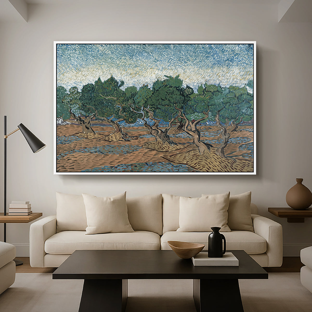 Olive Trees, 1889 - Floater Framed Canvas Print