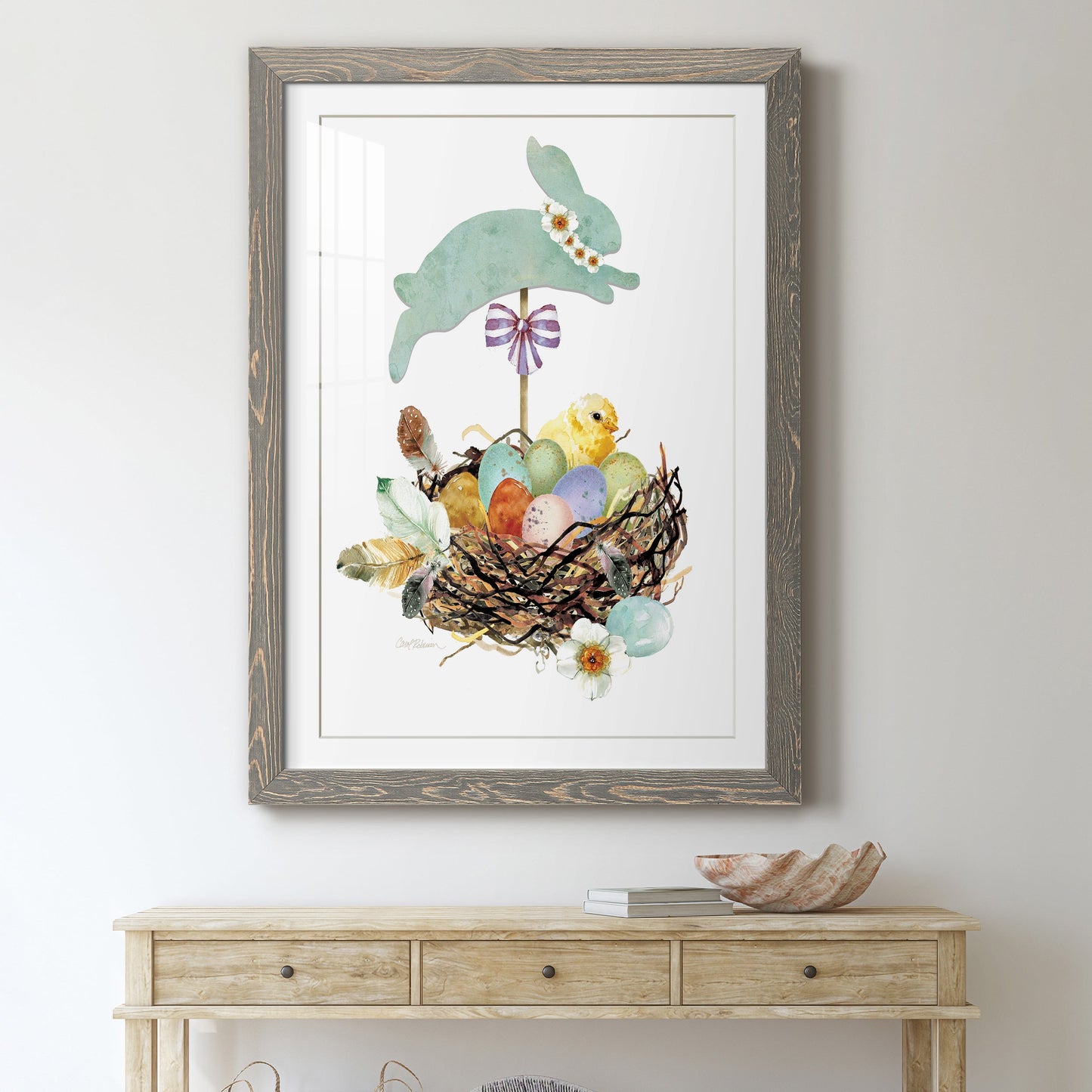 Bunny Hop - Premium Framed Print - Distressed Barnwood Frame - Ready to Hang