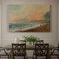 Canvas art print featuring a coastal shoreline with waves and open sky along beach, showcased as a statement wall artwork