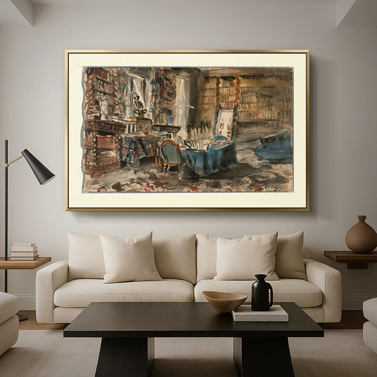Cabinet de Flaubert à Croisset, 1874 - Floater Framed Canvas Print