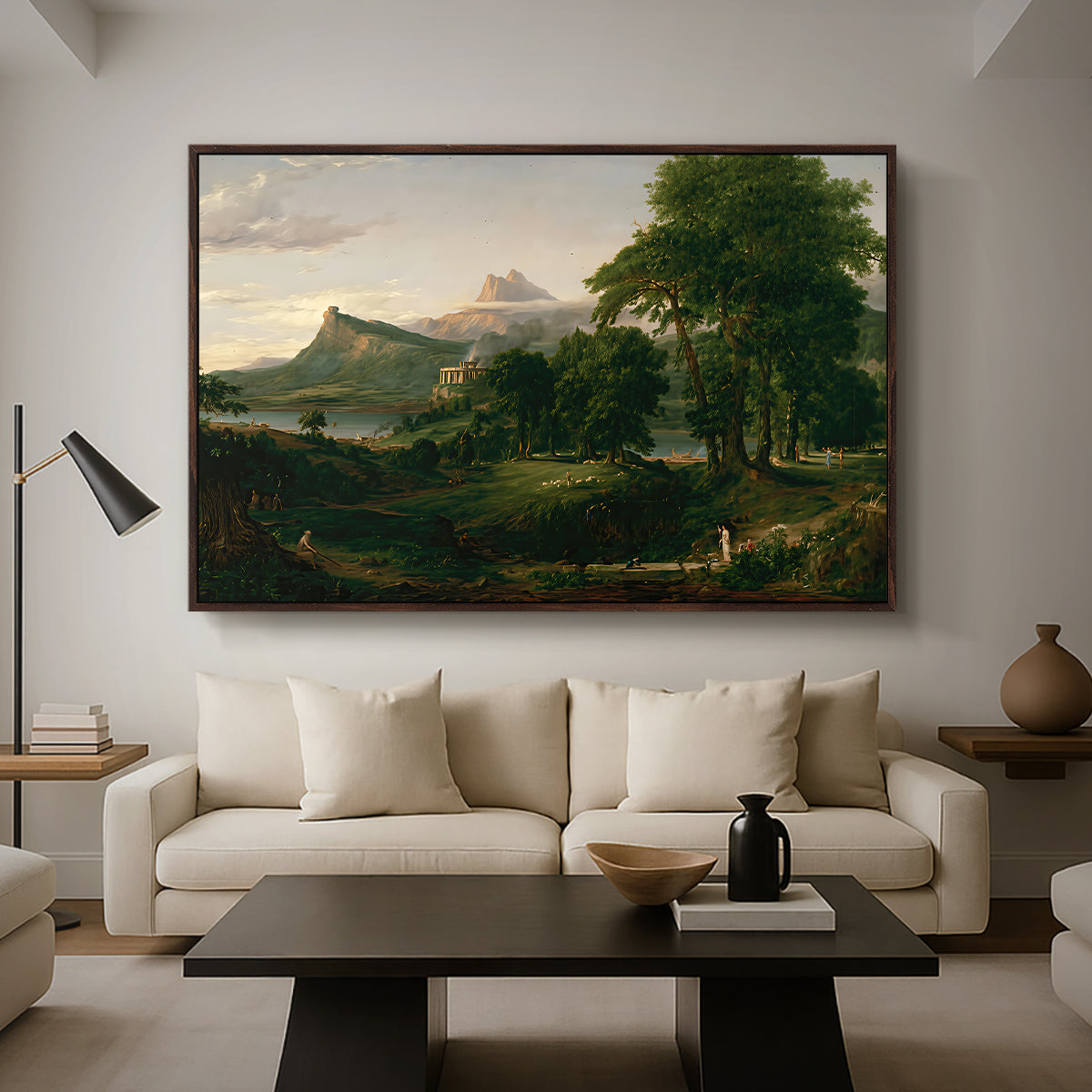 The Course of Empire: The Arcadian or Pastoral State, 1834 - Floater Framed Canvas Print