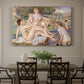 Canvas art print featuring a group of nude women bathing together in a sunlit natural landscape, showcased as a statement wall artwork