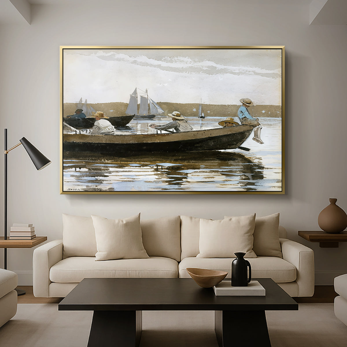 Boys in a Dory, 1873 - Floater Framed Canvas Print