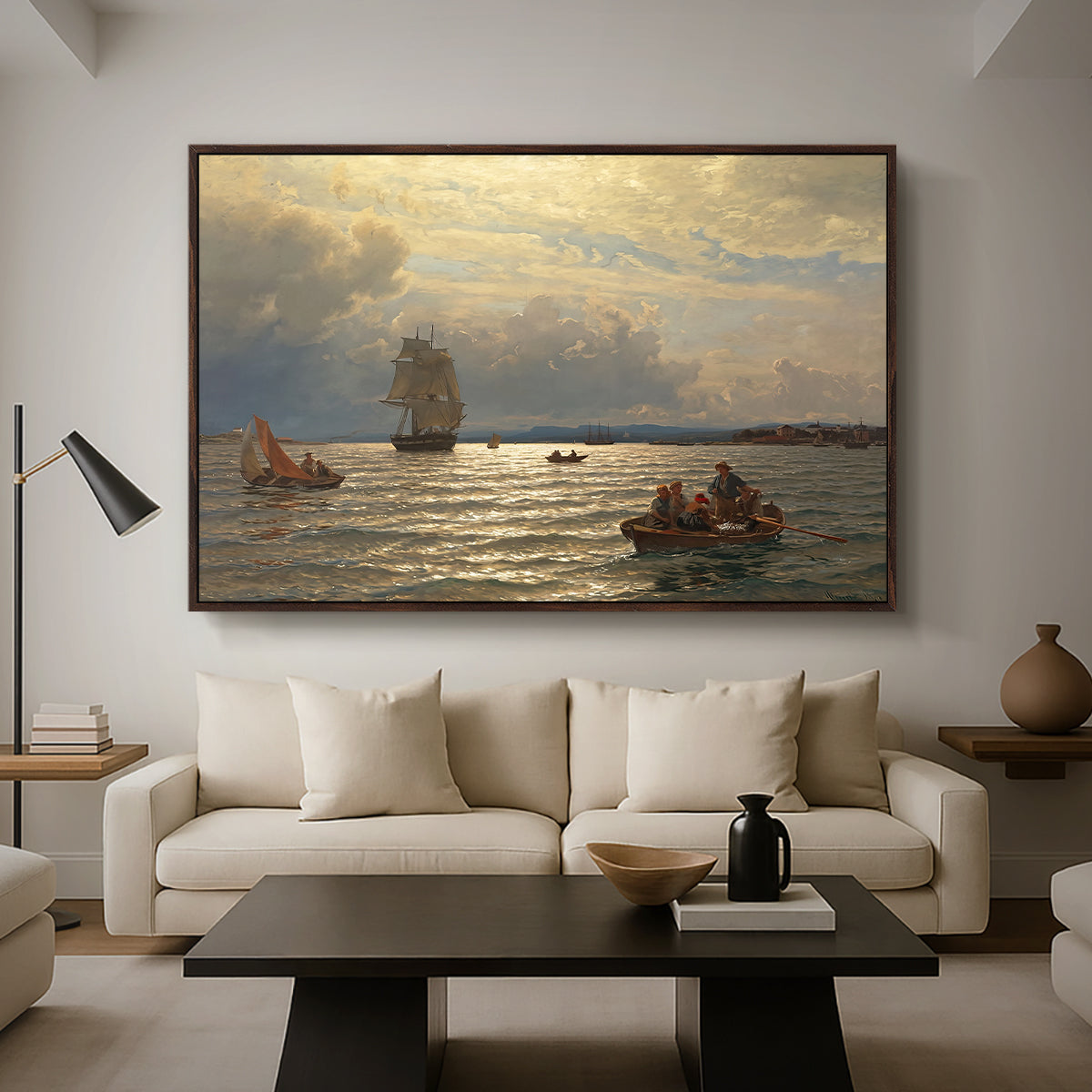 From the Inlet of Oslo, 1874 - Floater Framed Canvas Print