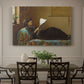 Canvas art print featuring a group of people gathered indoors reading newspaper together, showcased as a statement wall artwork