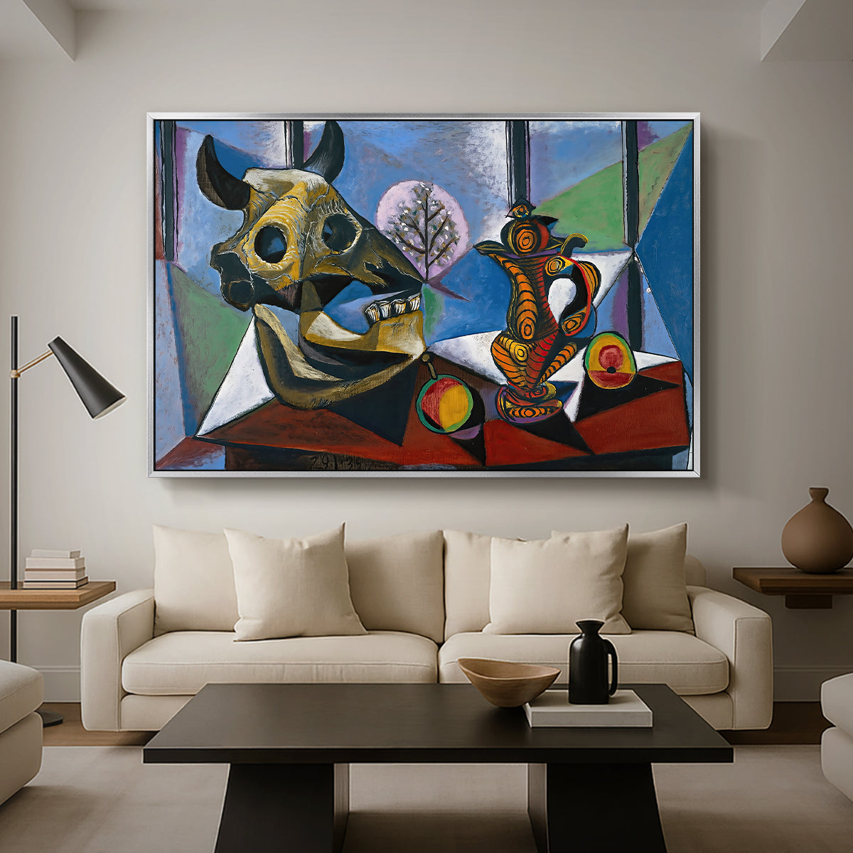 Still Life with Bull's Skull, 1939 - Floater Framed Canvas Print