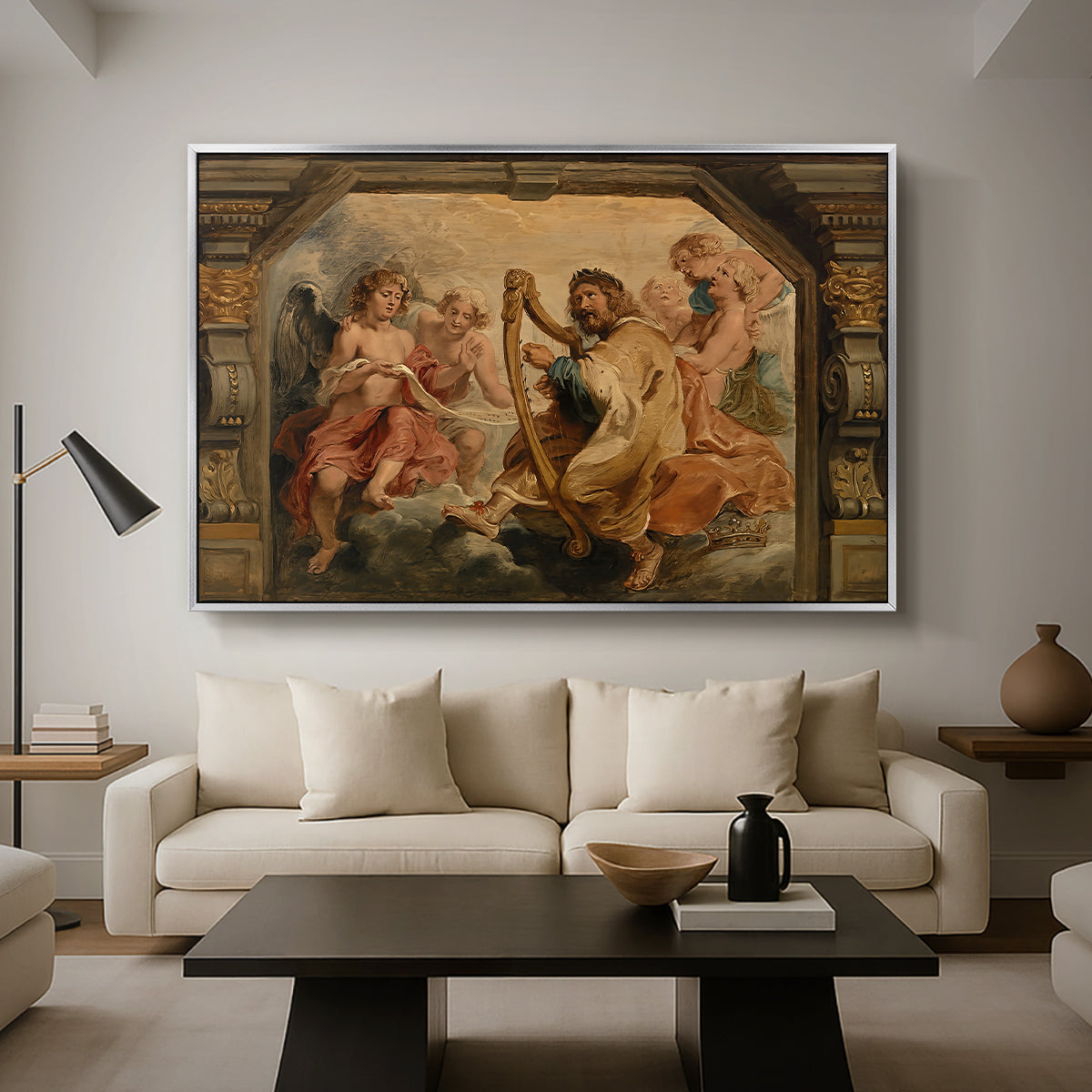 King David Playing the Harp, c. 1627-1628 - Floater Framed Canvas Print