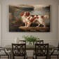 Canvas art print featuring a spaniel dog resting in landscape with attentive expression, showcased as a statement wall artwork