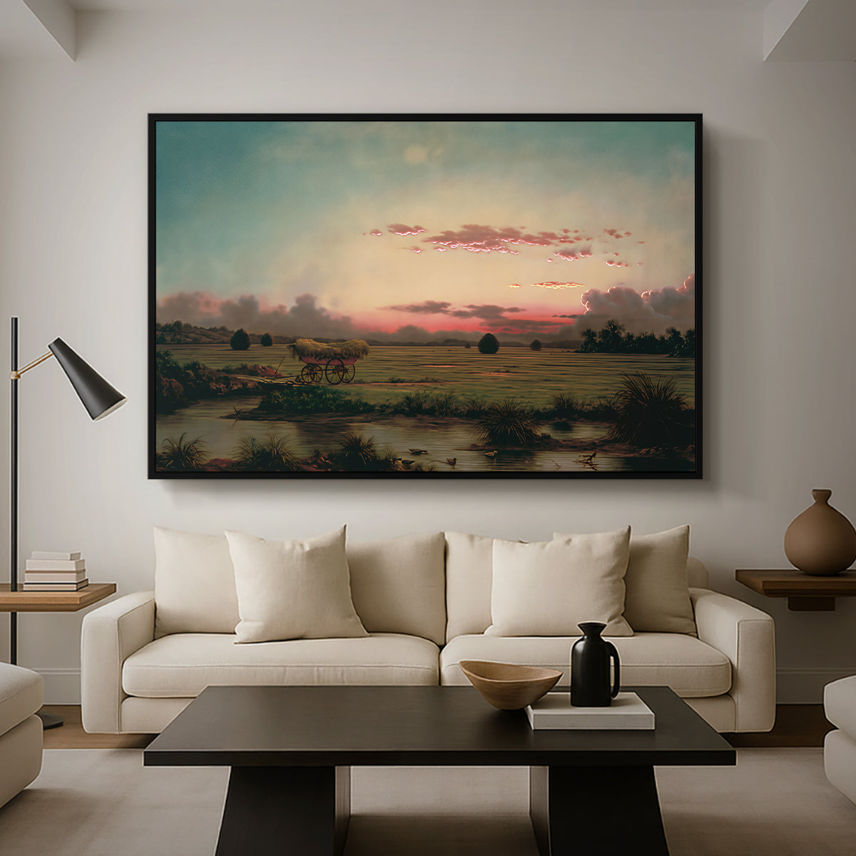 The Marshes at Rhode Island, 1866 - Floater Framed Canvas Print