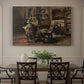 Canvas art print featuring an artist’s studio interior filled with furniture, tools, and paintings under soft light, showcased as a statement wall artwork
