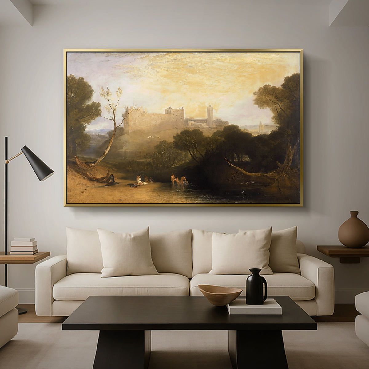 Linlithgow Palace, c. 1807 - Floater Framed Canvas Print