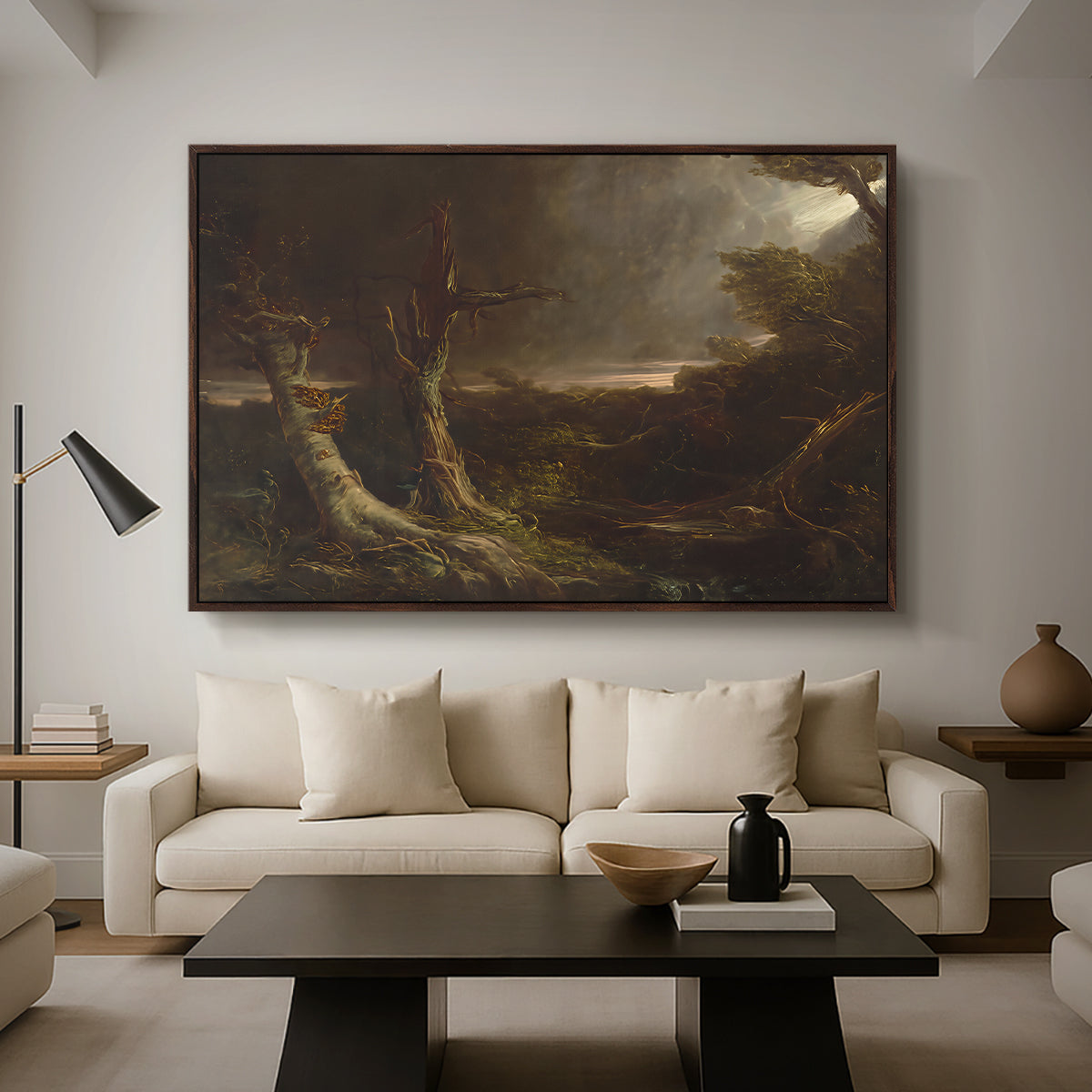 Tornado in an American Forest, 1835 - Floater Framed Canvas Print