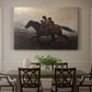 Canvas art print featuring a family riding horseback through night escaping across landscape, showcased as a statement wall artwork