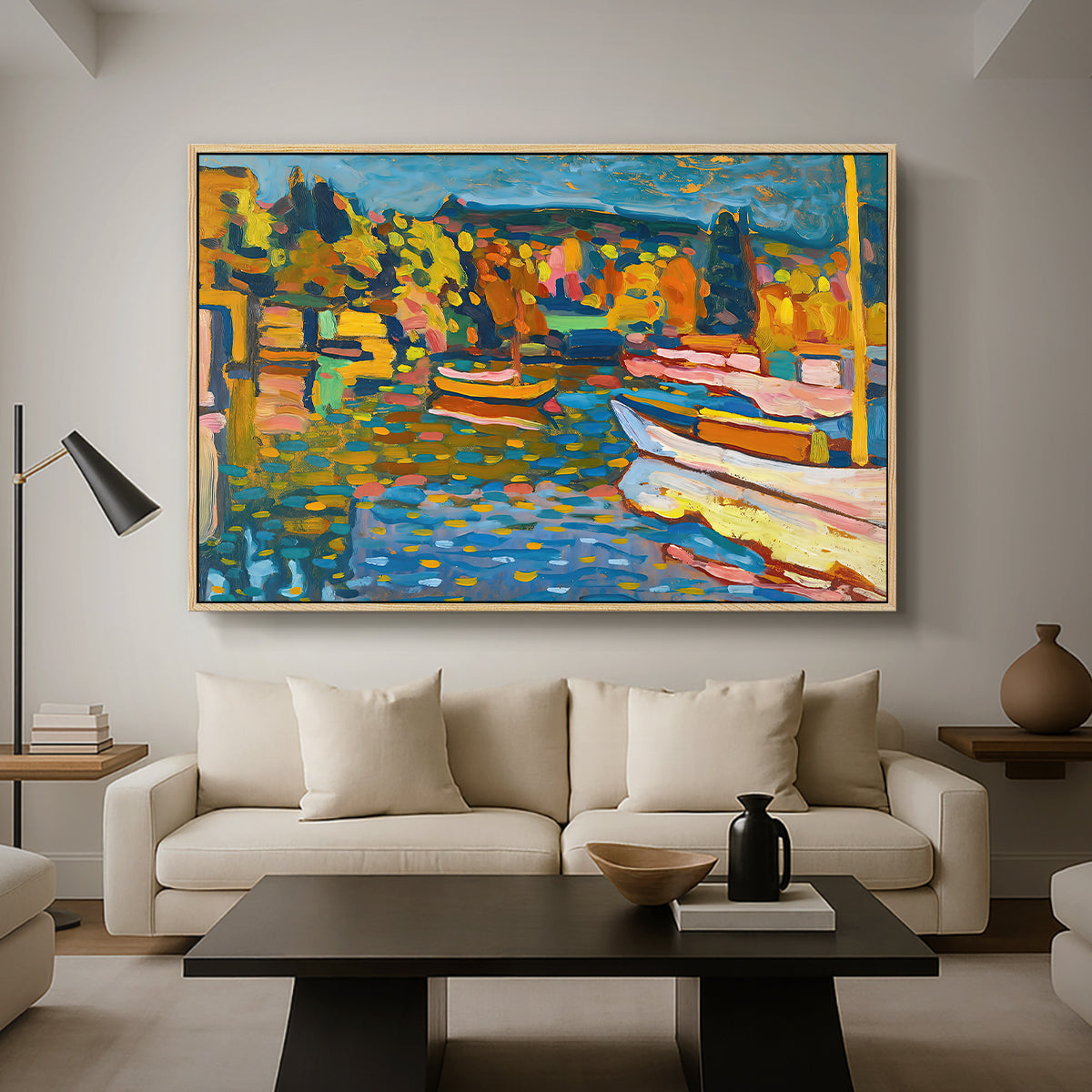 Study for Autumn Landscape with Boats, 1908 - Floater Framed Canvas Print